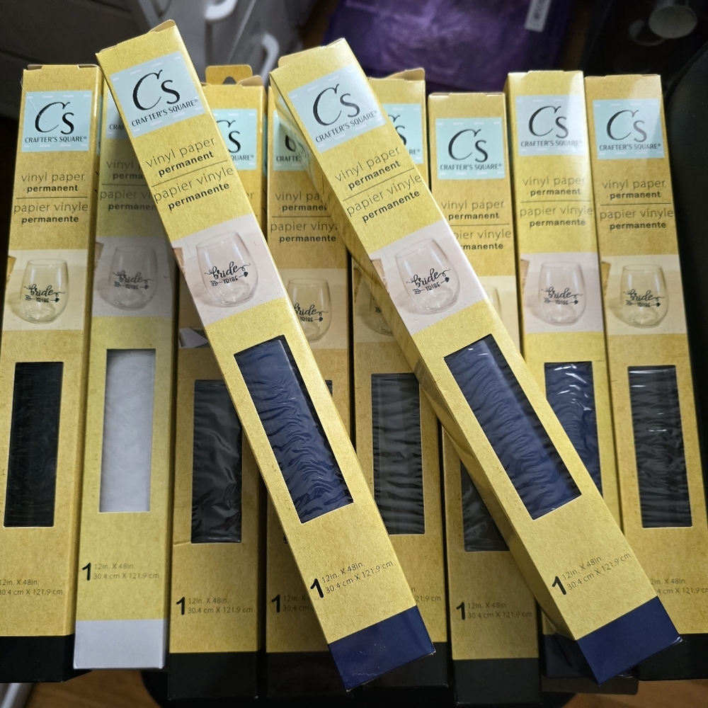 CS Vinyl Paper 10 Rolls Bulk Assorted Colors Black, Navy, White